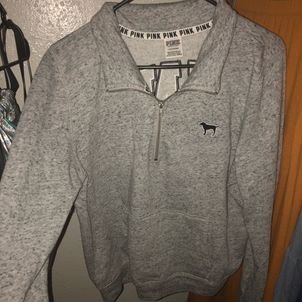 pink quarter zip.